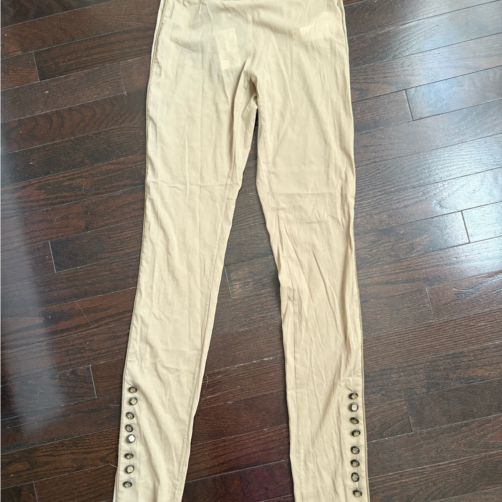 Dolce & Gabbana Tan Leggings with Button Accents